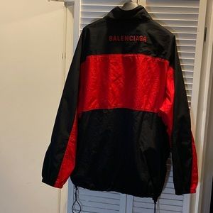 Red & Black color blocked Balenciaga oversized windbreaker